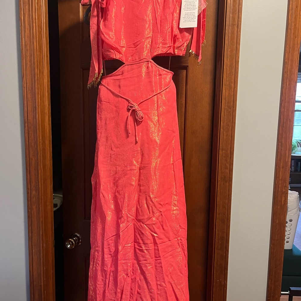 NWT Sundress Anja Long dress In Grenadine (M) Cut Outs On The Waist